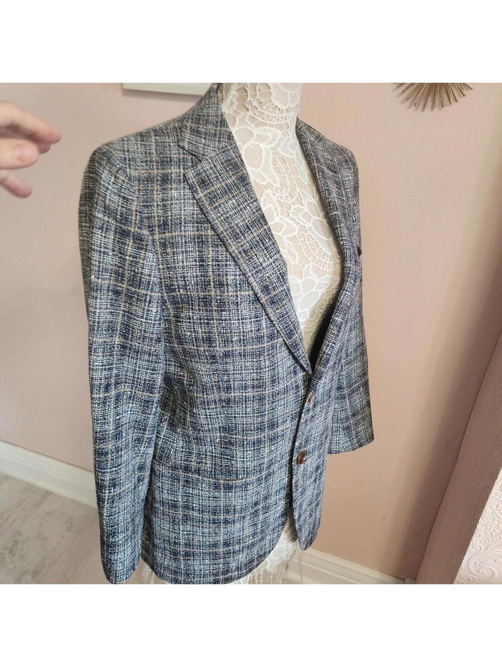 Paul Betenly Duemila Cori Sport Coat Blazer 40R Blue Plaid Wool J. Lester